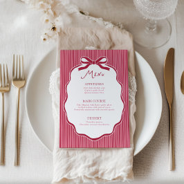 Convites Galentine's Party Cherry Bow Frame Menu Card