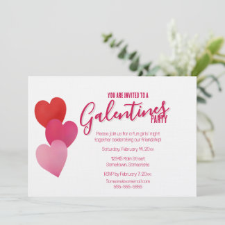 Convites Galentines Party with 3 Hearts