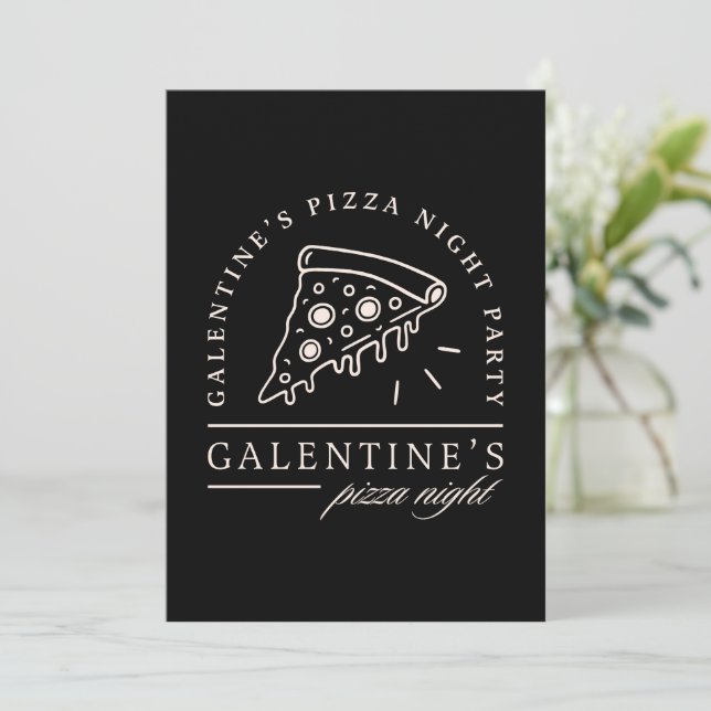 Convites Galentines pizza melhores festas negras (Em pé/Frente)