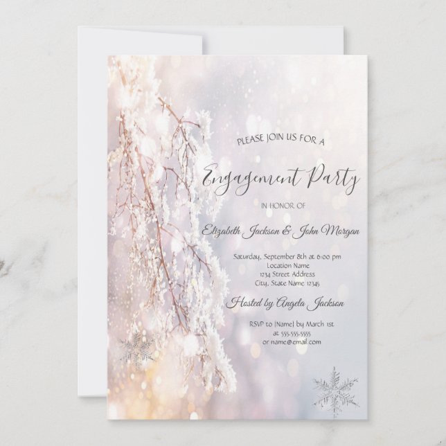 Convites Galho de Winter Wonderland Engagement (Frente)