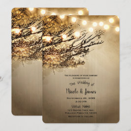 Convites Galhos de Árvore Rústicos Iluminados e Luzes para 