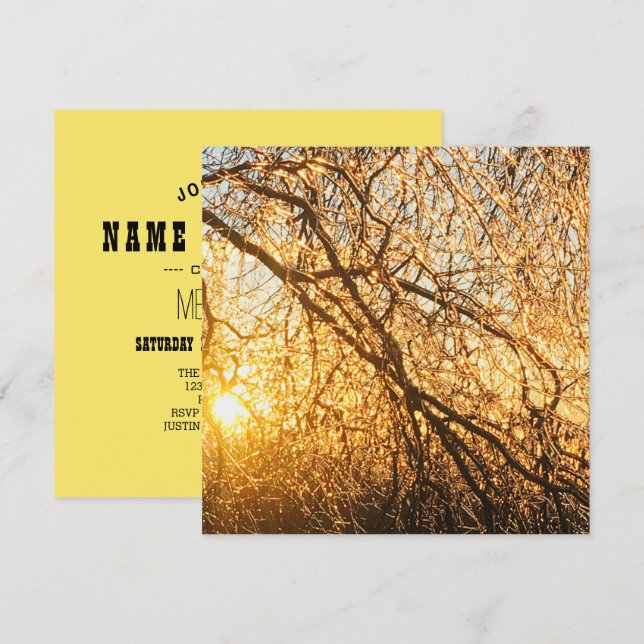 Convites galhos de gelo ao pôr do sol (Frente/Verso)