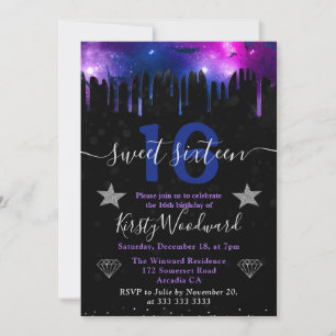 Convites Galinha Azul e Roxa Sweet Sixteen