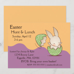 Convites Galinha de Coelhinho, Ovo de Páscoa Verde