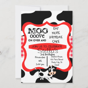 Convites Galinha de comida rápida Vaca Moo impressão de a