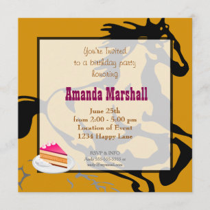 Convites Galloping Horse Selvagem e Festa de aniversário Gr