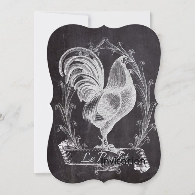 Convites galo-do-mar francês chic chalkboard oeste (Frente)