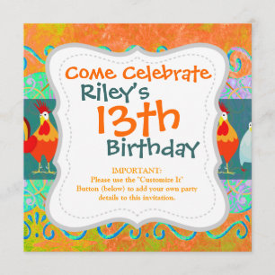 Convites Galo Engraçado, Fazenda De Frango Engraçado, Pre