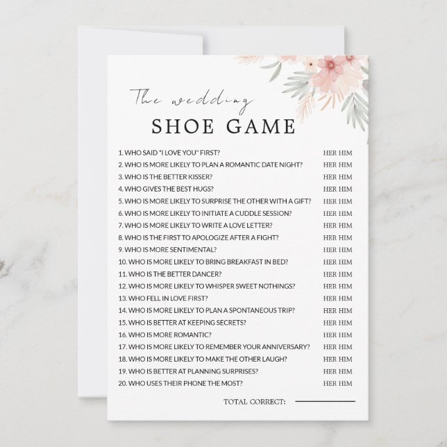 Convites Gam Modelo Calçado de Casamento de Flores Selvagen (Frente)