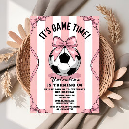 Convites Game Day Girl Soccer Pink Bow