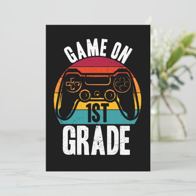 Convites GAME ON 1st Grade Video Game School Student (Em pé/Frente)