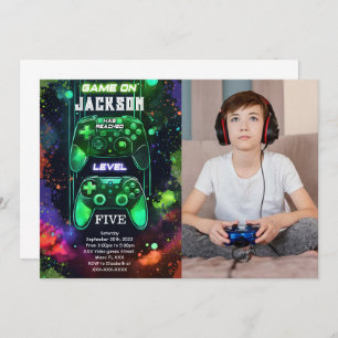 Convites Game On, Boy Video Game Birthday Photo