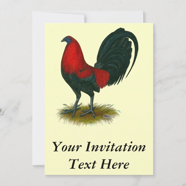 Convites Gamecock Americano: Vermelho Marrom (Frente)