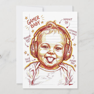 Convites Gamer Baby Funny Gaming Art