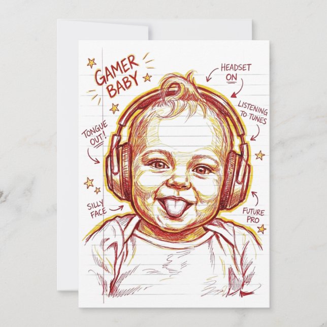 Convites Gamer Baby Funny Gaming Art (Frente)
