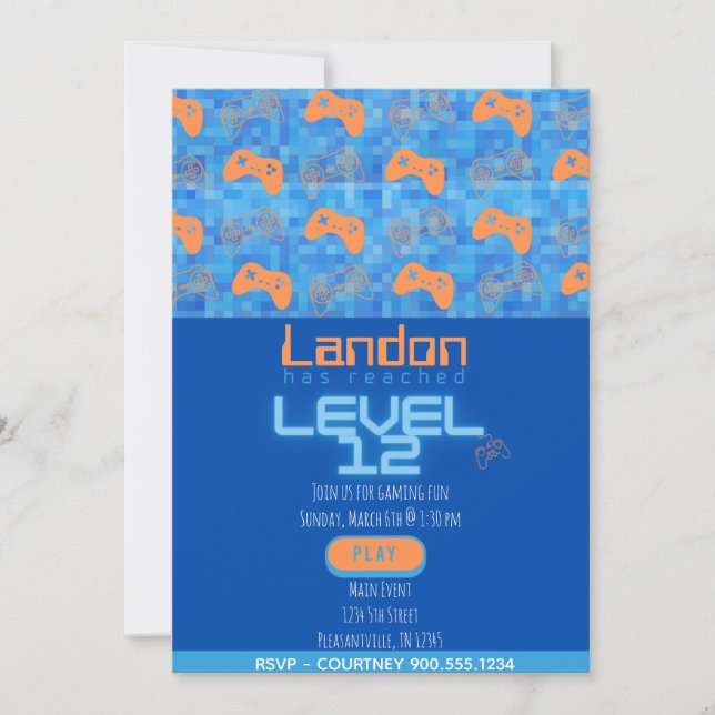 Convites Gamer Birthday  (Frente)