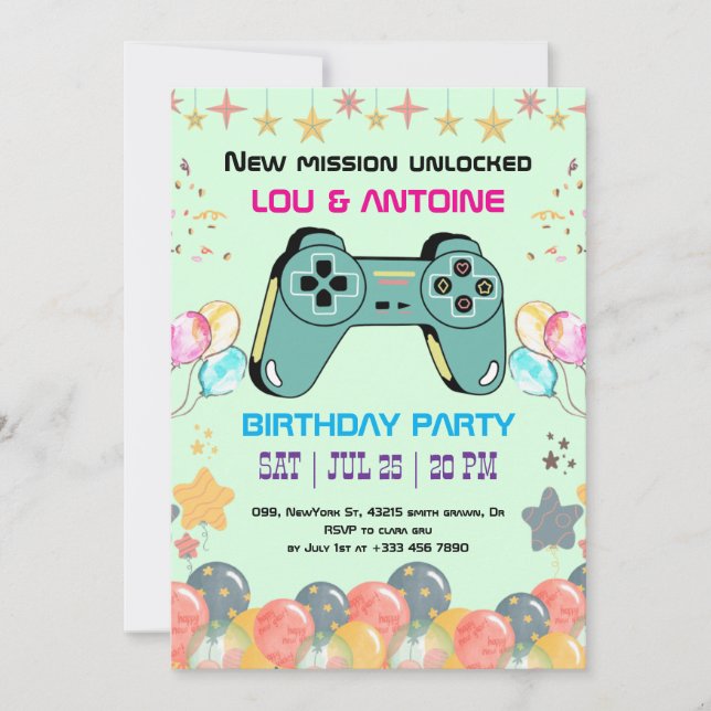 Convites Gamer Birthday Invitation (Frente)