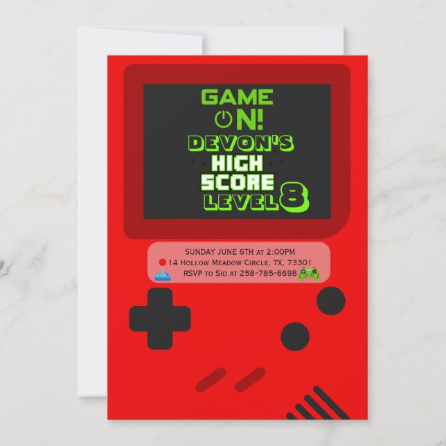 Convites Gamer Birthday Invitations (Frente)