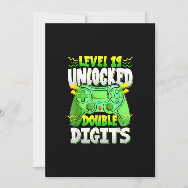 Convites Gamer Gift 19th Birthday Boy Double Digits 1 (Frente)