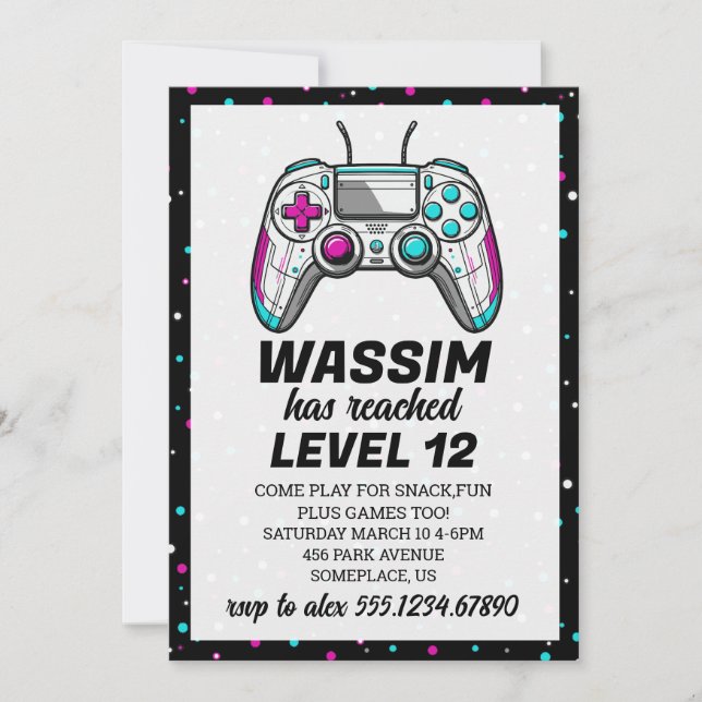 Convites Gamer Level up Video Game Birthday Invite (Frente)