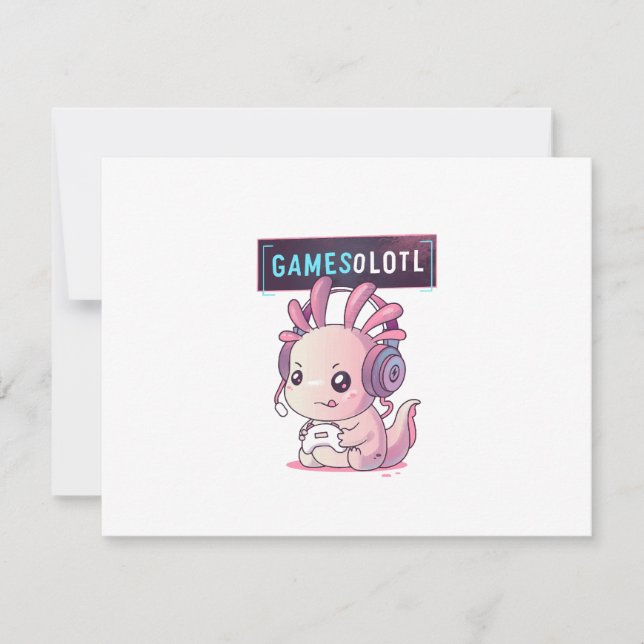 Convites Gamesolotl - Axolotl Jogador (Frente)