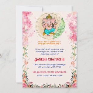 Convites Ganesh Chaturthi Floral Colorful