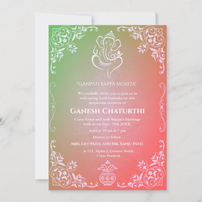Convites Ganesh Chaturthi Puja (Frente)