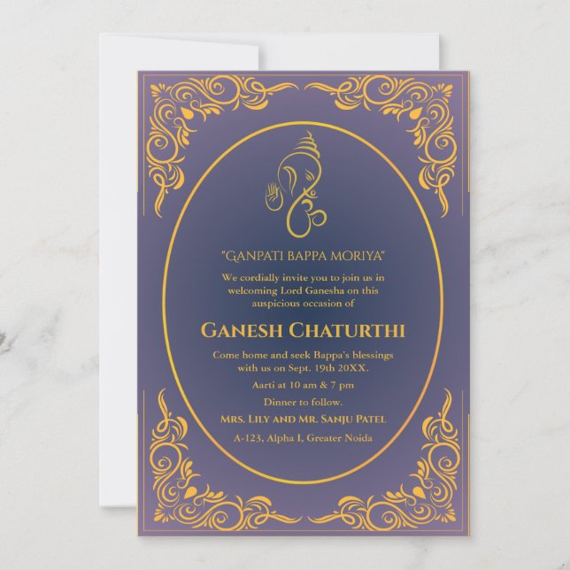 Convites Ganesh Chaturthi Puja (Frente)