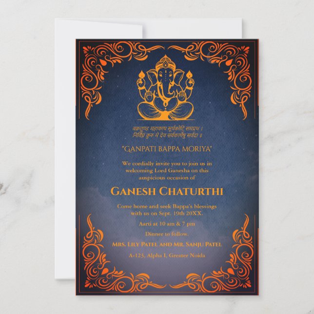 Convites Ganesh Chaturthi Puja (Frente)