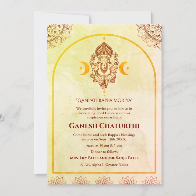 Convites Ganesh Chaturthi Puja (Frente)