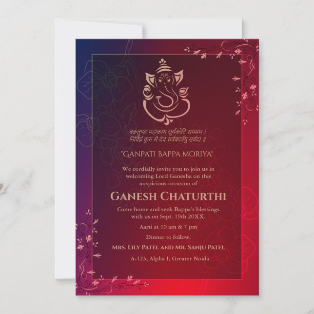 Convites Ganesh Chaturthi Puja (Frente)