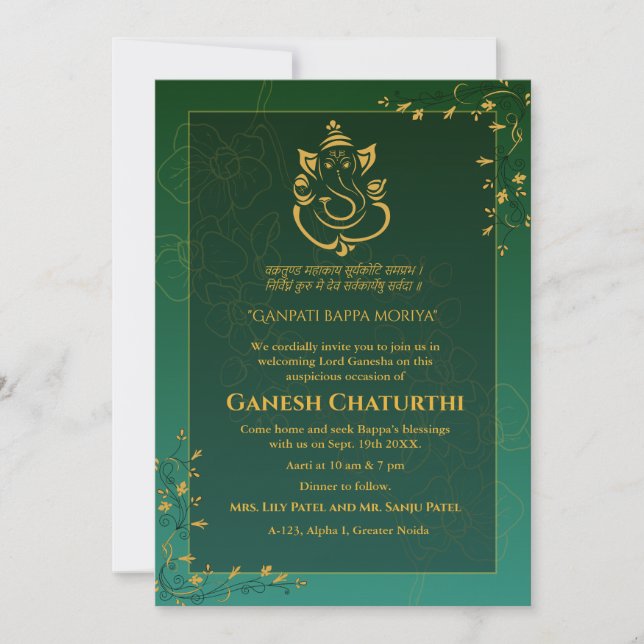 Convites Ganesh Chaturthi Puja (Frente)