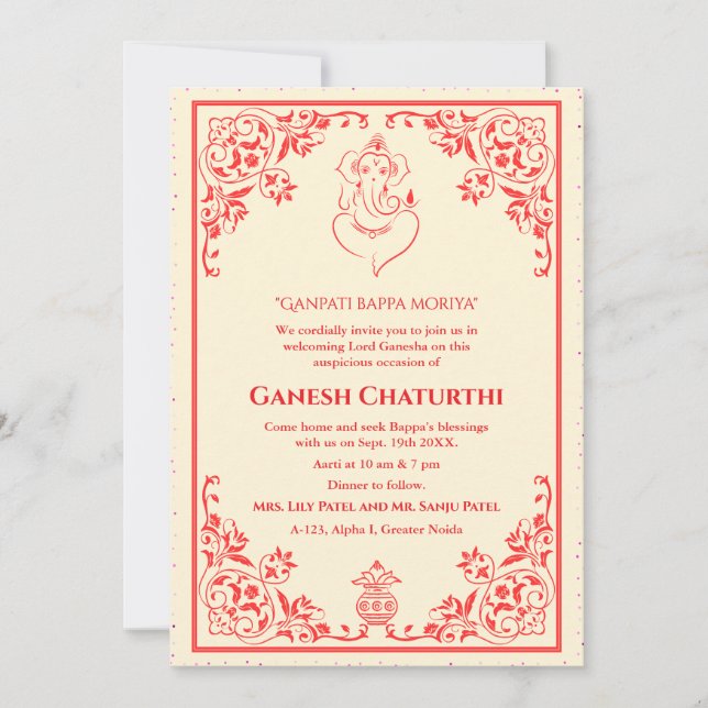 Convites Ganesh Chaturthi Puja (Frente)