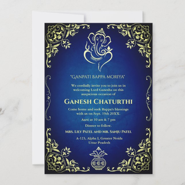 Convites Ganesh Chaturthi Puja (Frente)