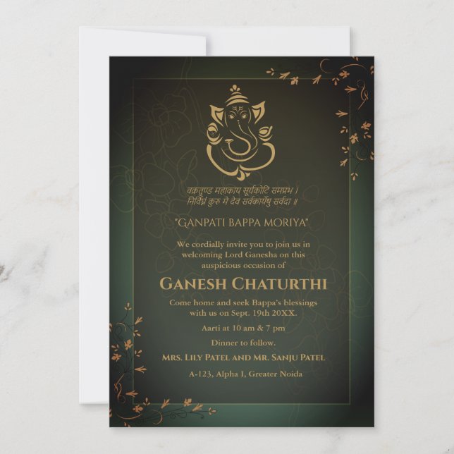 Convites Ganesh Chaturthi Puja (Frente)
