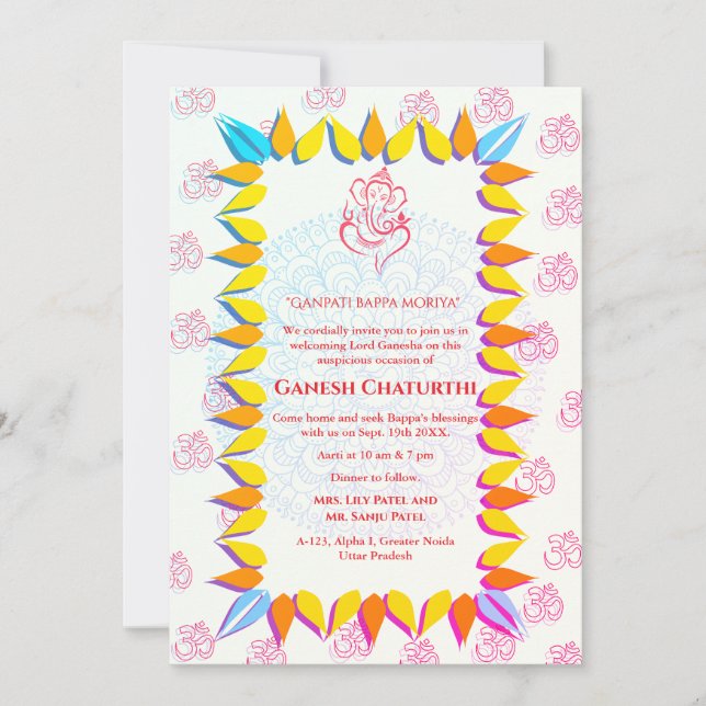 Convites Ganesh Chaturthi Puja (Frente)