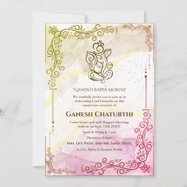 Convites Ganesh Chaturthi Puja (Frente)