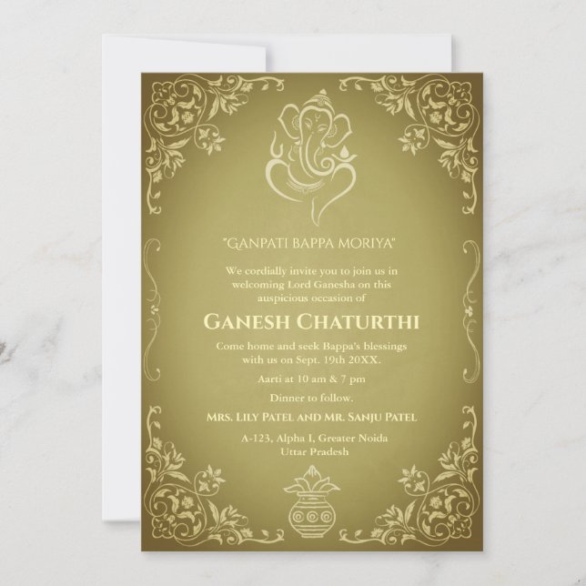 Convites Ganesh Chaturthi Puja (Frente)