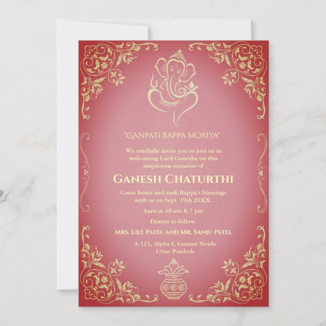 Convites Ganesh Chaturthi Puja (Frente)