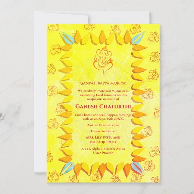 Convites Ganesh Chaturthi Puja (Frente)