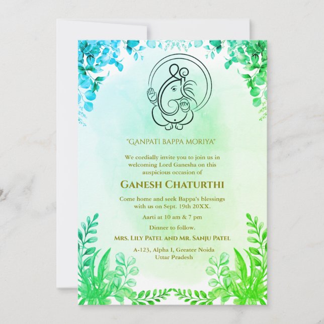 Convites Ganesh Chaturthi Puja (Frente)
