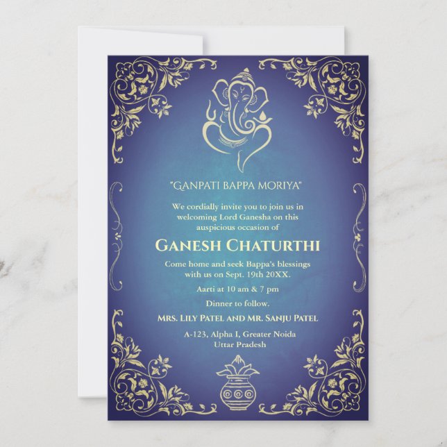 Convites Ganesh Chaturthi Puja (Frente)