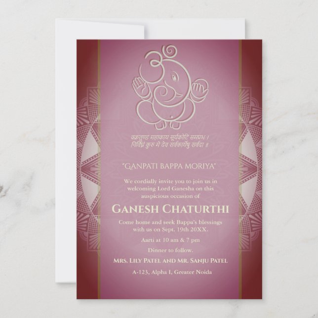 Convites Ganesh Chaturthi Puja (Frente)