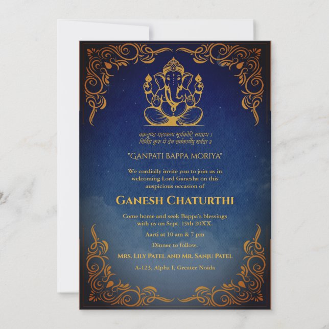 Convites Ganesh Chaturthi Puja (Frente)