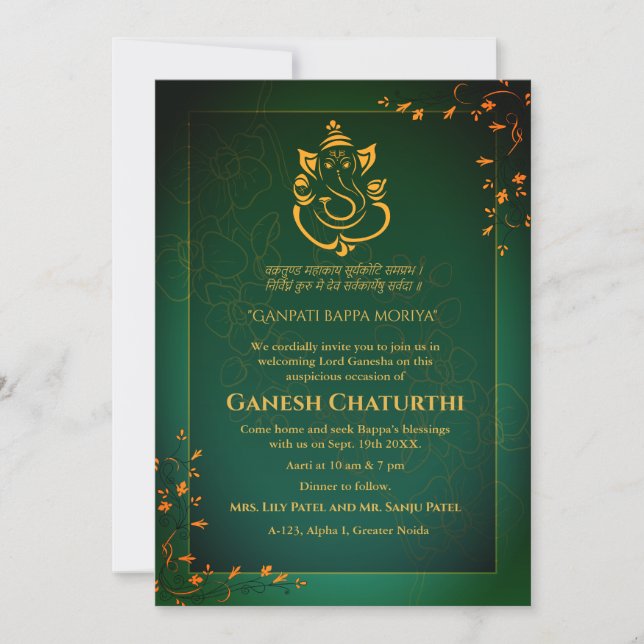 Convites Ganesh Chaturthi Puja (Frente)