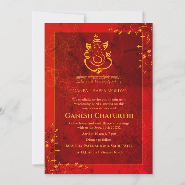 Convites Ganesh Chaturthi Puja (Frente)