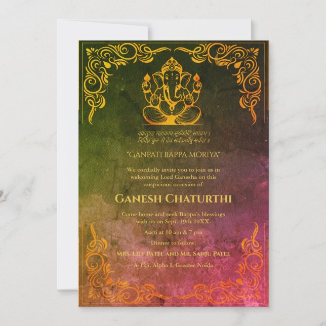 Convites Ganesh Chaturthi Puja (Frente)