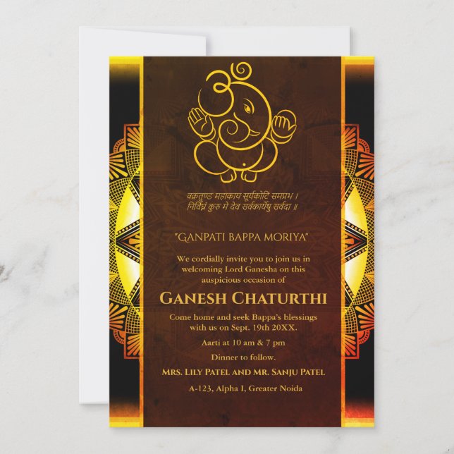 Convites Ganesh Chaturthi Puja (Frente)