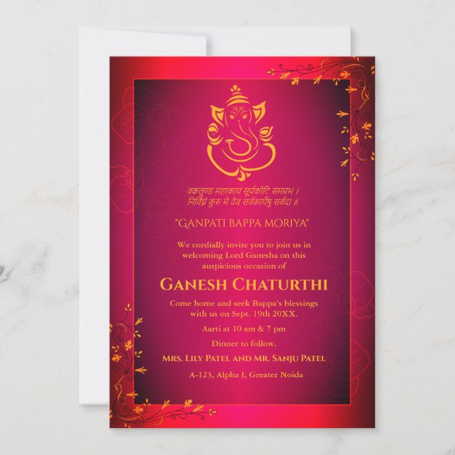 Convites Ganesh Chaturthi Puja (Frente)