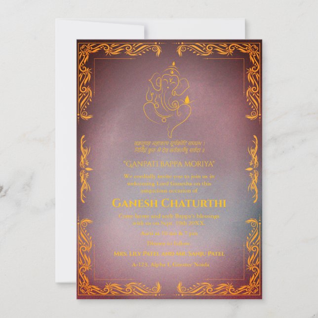 Convites Ganesh Chaturthi Puja (Frente)